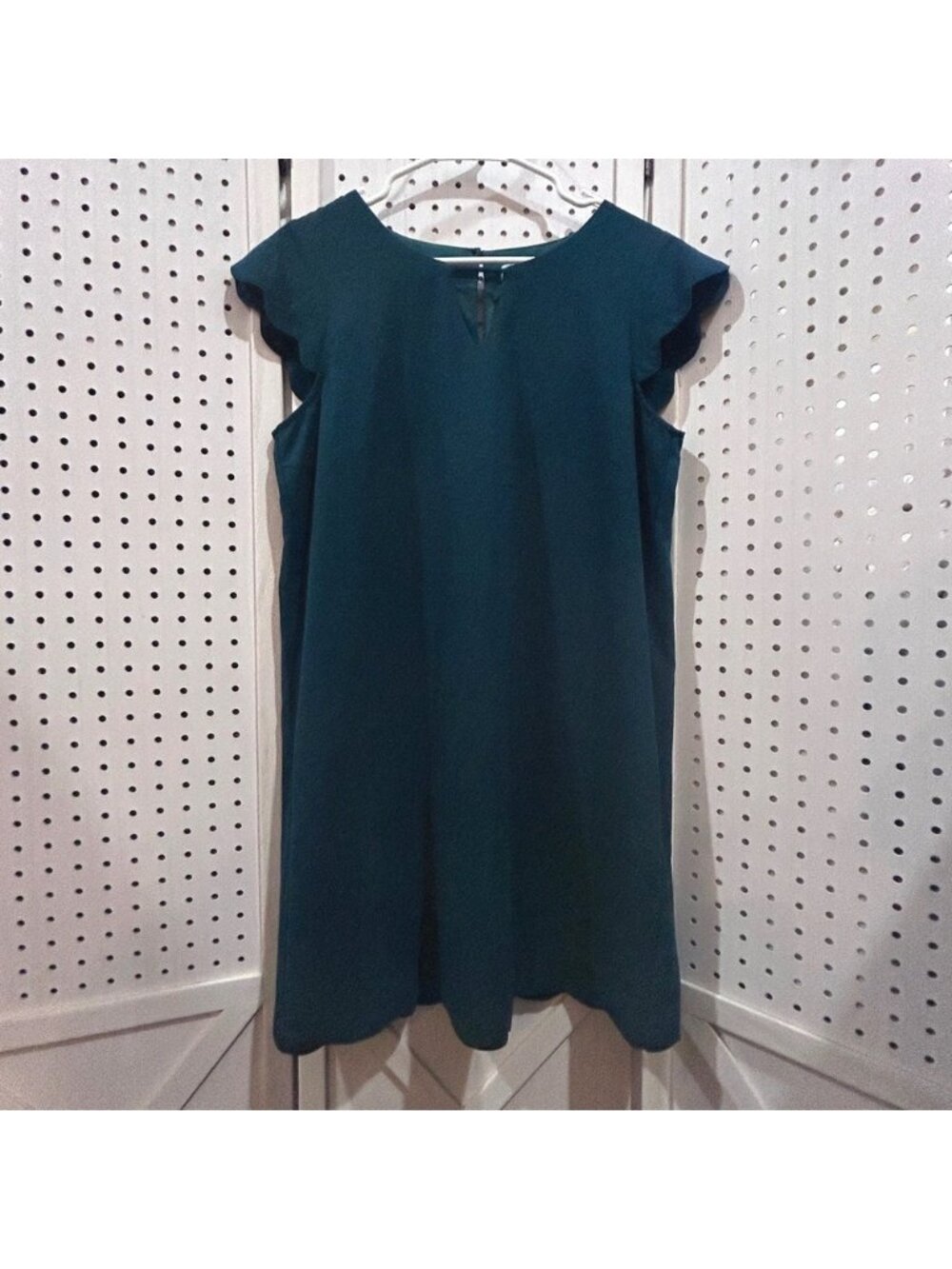 She Sky Teal Green Flutter Sleeve Keyhole Neck A Line Dress Size Medium - Picture 1 of 5